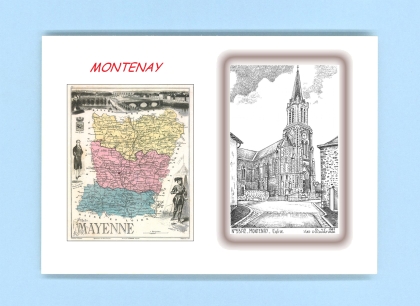 Cartes Postales impression Noir avec dpartement sur la ville de MONTENAY Titre : eglise