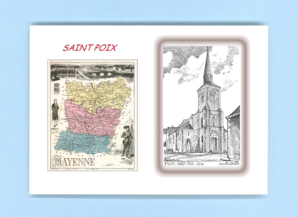 Cartes Postales impression Noir avec dpartement sur la ville de ST POIX Titre : eglise