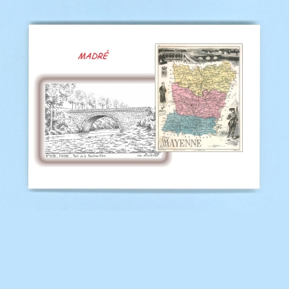 Cartes Postales impression Noir avec dpartement sur la ville de MADRE Titre : pont de la boutrouillere