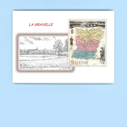 Cartes Postales impression Noir avec dpartement sur la ville de LA GRAVELLE Titre : plan d eau