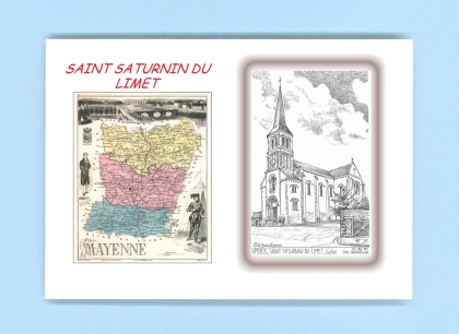 Cartes Postales impression Noir avec dpartement sur la ville de ST SATURNIN DU LIMET Titre : eglise