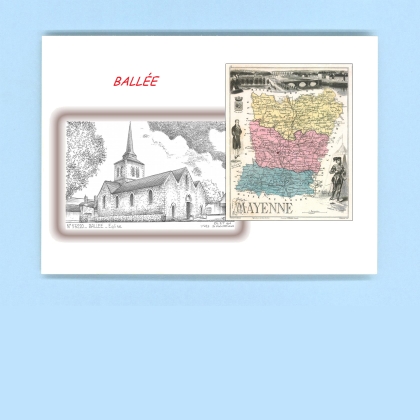 Cartes Postales impression Noir avec dpartement sur la ville de BALLEE Titre : eglise