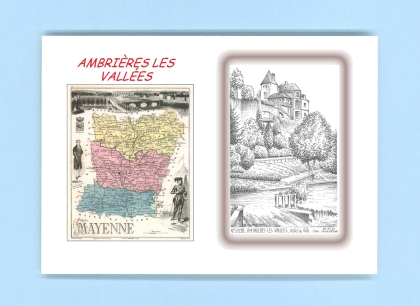 Cartes Postales impression Noir avec dpartement sur la ville de AMBRIERES LES VALLEES Titre : hotel de ville