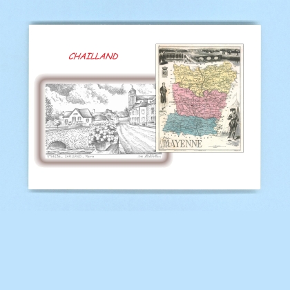 Cartes Postales impression Noir avec dpartement sur la ville de CHAILLAND Titre : mairie