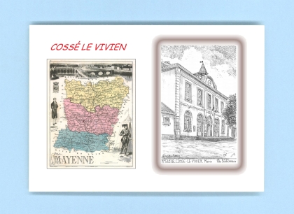 Cartes Postales impression Noir avec dpartement sur la ville de COSSE LE VIVIEN Titre : mairie