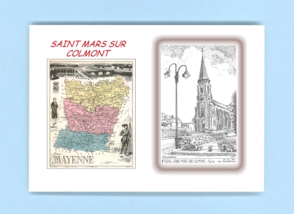 Cartes Postales impression Noir avec dpartement sur la ville de ST MARS SUR COLMONT Titre : eglise