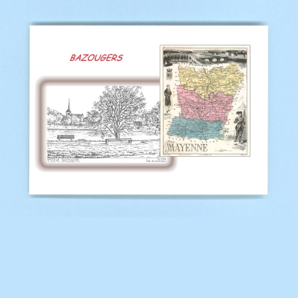 Cartes Postales impression Noir avec dpartement sur la ville de BAZOUGERS Titre : vue