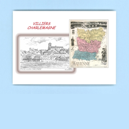 Cartes Postales impression Noir avec dpartement sur la ville de VILLIERS CHARLEMAGNE Titre : vue