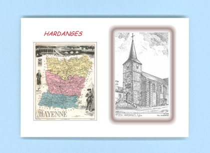 Cartes Postales impression Noir avec dpartement sur la ville de HARDANGES Titre : eglise