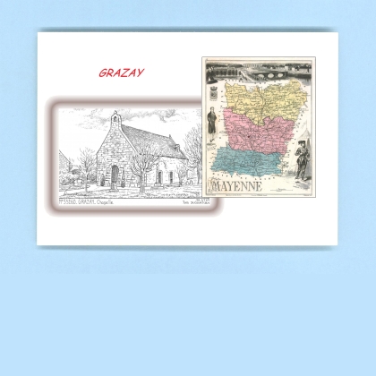 Cartes Postales impression Noir avec dpartement sur la ville de GRAZAY Titre : chapelle