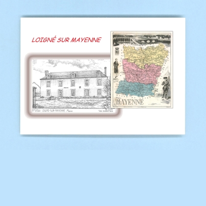 Cartes Postales impression Noir avec dpartement sur la ville de LOIGNE SUR MAYENNE Titre : mairie