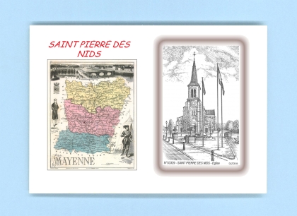 Cartes Postales impression Noir avec dpartement sur la ville de ST PIERRE DES NIDS Titre : eglise