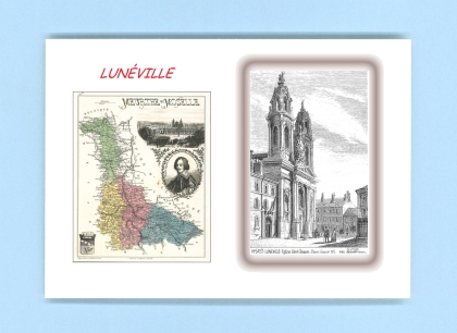 Cartes Postales impression Noir avec dpartement sur la ville de LUNEVILLE Titre : eglise st jacques