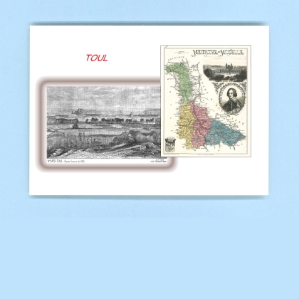 Cartes Postales impression Noir avec dpartement sur la ville de TOUL Titre : vue