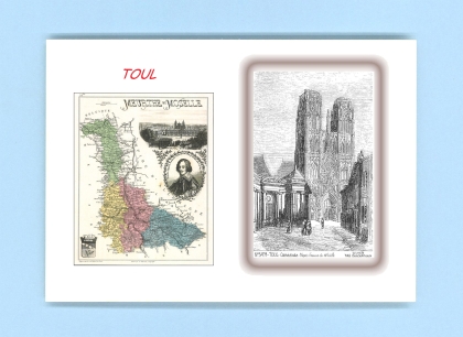Cartes Postales impression Noir avec dpartement sur la ville de TOUL Titre : cathedrale