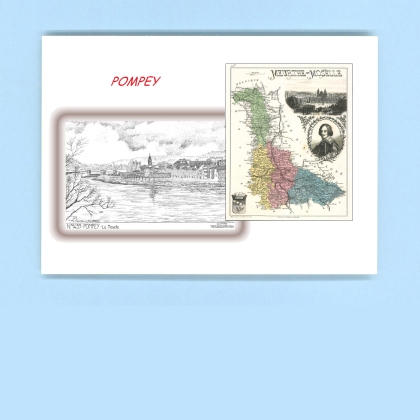 Cartes Postales impression Noir avec dpartement sur la ville de POMPEY Titre : la moselle