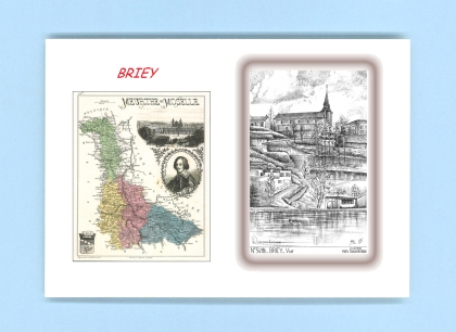 Cartes Postales impression Noir avec dpartement sur la ville de BRIEY Titre : vue