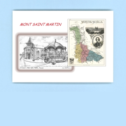 Cartes Postales impression Noir avec dpartement sur la ville de MONT ST MARTIN Titre : kiosque
