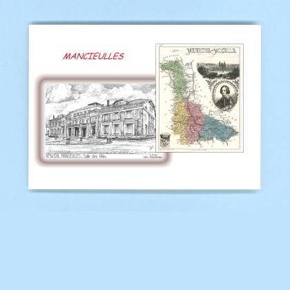 Cartes Postales impression Noir avec dpartement sur la ville de MANCIEULLES Titre : salle des fetes