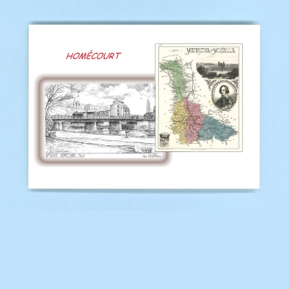 Cartes Postales impression Noir avec dpartement sur la ville de HOMECOURT Titre : pont