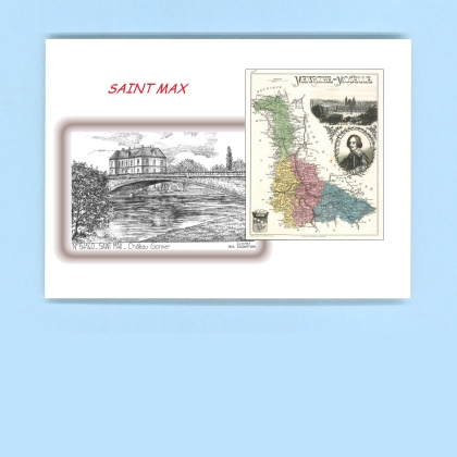 Cartes Postales impression Noir avec dpartement sur la ville de ST MAX Titre : chateau garnier