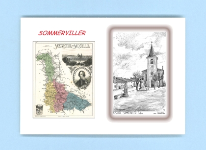 Cartes Postales impression Noir avec dpartement sur la ville de SOMMERVILLER Titre : eglise