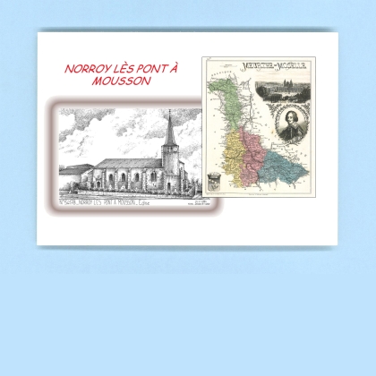 Cartes Postales impression Noir avec dpartement sur la ville de NORROY LES PONT A MOUSSON Titre : eglise