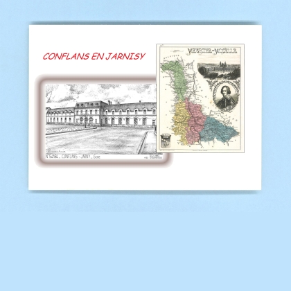 Cartes Postales impression Noir avec dpartement sur la ville de CONFLANS EN JARNISY Titre : gare