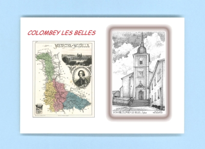 Cartes Postales impression Noir avec dpartement sur la ville de COLOMBEY LES BELLES Titre : eglise