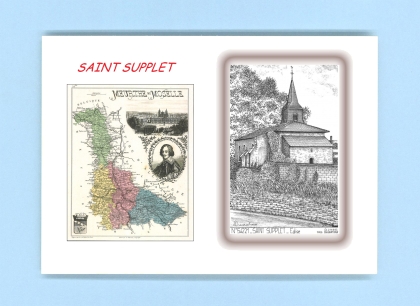Cartes Postales impression Noir avec dpartement sur la ville de ST SUPPLET Titre : eglise