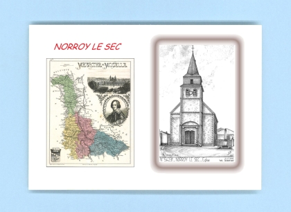 Cartes Postales impression Noir avec dpartement sur la ville de NORROY LE SEC Titre : eglise