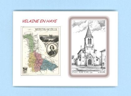 Cartes Postales impression Noir avec dpartement sur la ville de VELAINE EN HAYE Titre : eglise