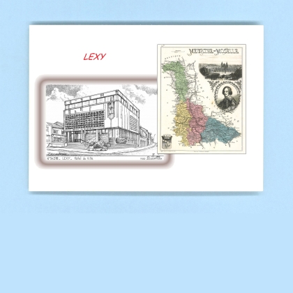 Cartes Postales impression Noir avec dpartement sur la ville de LEXY Titre : hotel de ville