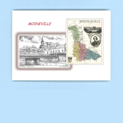 Cartes Postales impression Noir avec dpartement sur la ville de MOINEVILLE Titre : vue