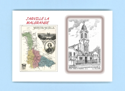 Cartes Postales impression Noir avec dpartement sur la ville de JARVILLE LA MALGRANGE Titre : eglise