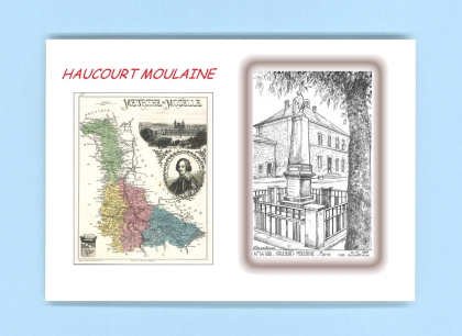 Cartes Postales impression Noir avec dpartement sur la ville de HAUCOURT MOULAINE Titre : mairie