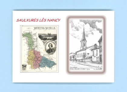 Cartes Postales impression Noir avec dpartement sur la ville de SAULXURES LES NANCY Titre : eglise