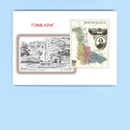 Cartes Postales impression Noir avec dpartement sur la ville de TOMBLAINE Titre : fontaine