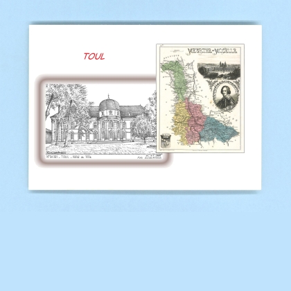 Cartes Postales impression Noir avec dpartement sur la ville de TOUL Titre : hotel de ville