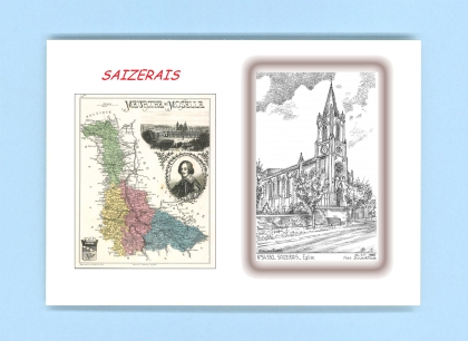 Cartes Postales impression Noir avec dpartement sur la ville de SAIZERAIS Titre : eglise