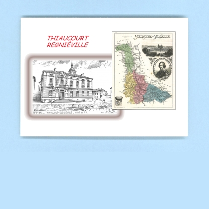 Cartes Postales impression Noir avec dpartement sur la ville de THIAUCOURT REGNIEVILLE Titre : hotel de ville
