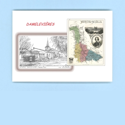 Cartes Postales impression Noir avec dpartement sur la ville de DAMELEVIERES Titre : ancienne mairie