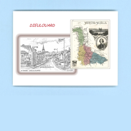 Cartes Postales impression Noir avec dpartement sur la ville de DIEULOUARD Titre : vue