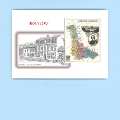 Cartes Postales impression Noir avec dpartement sur la ville de MOUTIERS Titre : mairie