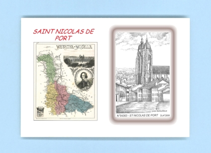Cartes Postales impression Noir avec dpartement sur la ville de ST NICOLAS DE PORT Titre : vue