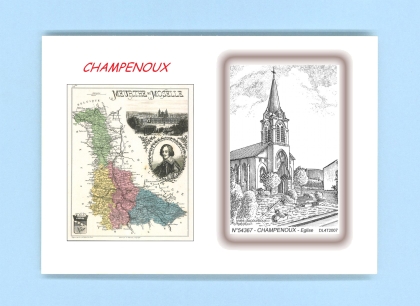 Cartes Postales impression Noir avec dpartement sur la ville de CHAMPENOUX Titre : eglise
