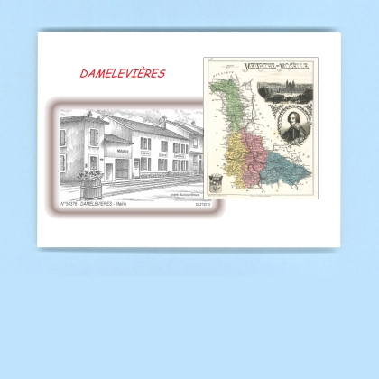 Cartes Postales impression Noir avec dpartement sur la ville de DAMELEVIERES Titre : mairie