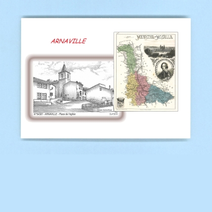 Cartes Postales impression Noir avec dpartement sur la ville de ARNAVILLE Titre : place de l eglise