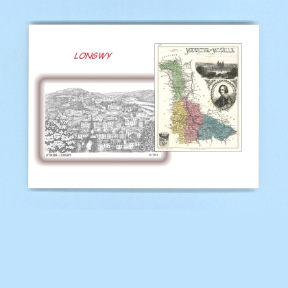 Cartes Postales impression Noir avec dpartement sur la ville de LONGWY Titre : vue
