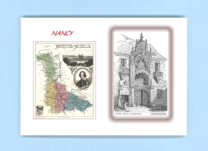Cartes Postales impression Noir avec dpartement sur la ville de NANCY Titre : le palais ducal